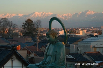 立山を背景にした大仏さん